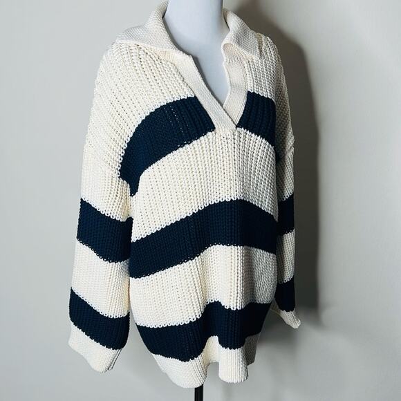 Zara Cream and Black Chunky Oversized Sweater - Picture 3 of 8